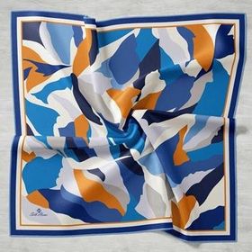 Silk Home 11398-40 Kot Mavisi Desenli Sura İpek Eşarp