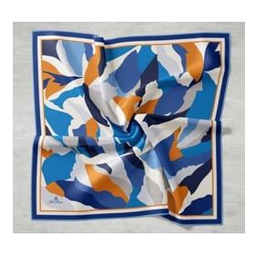 Silk Home 11398-40 Kot Mavisi Desenli Sura İpek Eşarp