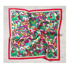 Silk Home 11405-03 Anestezi Yeşili-Mor Desenli Tivil İpek Eşarp