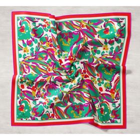 Silk Home 11405-03 Anestezi Yeşili-Mor Desenli Tivil İpek Eşarp