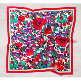 Silk Home 11405-04 Mor-Anestezi Yeşili Desenli Tivil İpek Eşarp