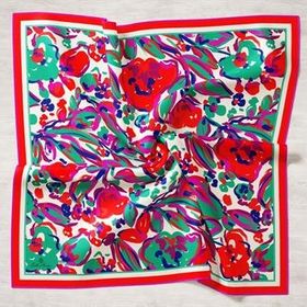 Silk Home 11405-04 Mor-Anestezi Yeşili Desenli Tivil İpek Eşarp