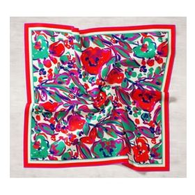 Silk Home 11405-04 Mor-Anestezi Yeşili Desenli Tivil İpek Eşarp