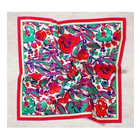 Silk Home 11405-04 Mor-Anestezi Yeşili Desenli Tivil İpek Eşarp