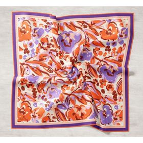Silk Home 11405-18 Turuncu-Mor Desenli Tivil İpek Eşarp