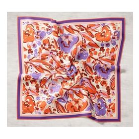Silk Home 11405-18 Turuncu-Mor Desenli Tivil İpek Eşarp