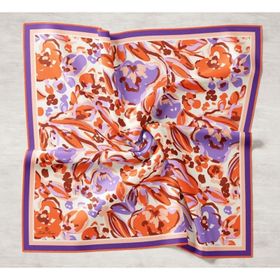 Silk Home 11405-18 Turuncu-Mor Desenli Tivil İpek Eşarp