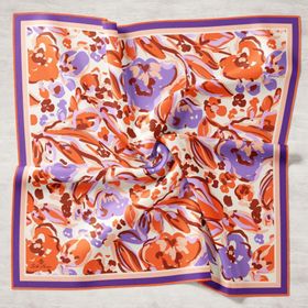 Silk Home 11405-18 Turuncu-Mor Desenli Tivil İpek Eşarp