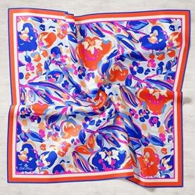 Silk Home 11405-21 Saks Mavi-Somon Desenli Tivil İpek Eşarp