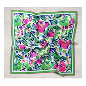 Silk Home 11405-22 Yeşil-Saks Mavi Desenli Tivil İpek Eşarp