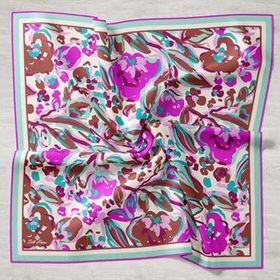 Silk Home 11405-23 Kahve-Mor Desenli Tivil İpek Eşarp