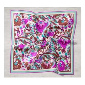 Silk Home 11405-23 Kahve-Mor Desenli Tivil İpek Eşarp