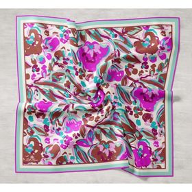 Silk Home 11405-23 Kahve-Mor Desenli Tivil İpek Eşarp