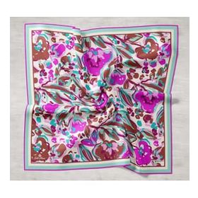 Silk Home 11405-23 Kahve-Mor Desenli Tivil İpek Eşarp