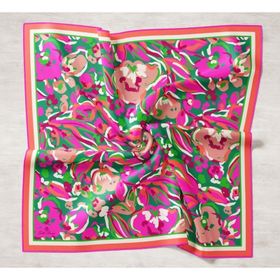 Silk Home 11405-28 Somon-Fuşya Desenli Tivil İpek Eşarp
