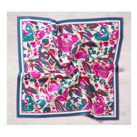 Silk Home 11405-40 Turkuaz-Fuşya Desenli Tivil İpek Eşarp