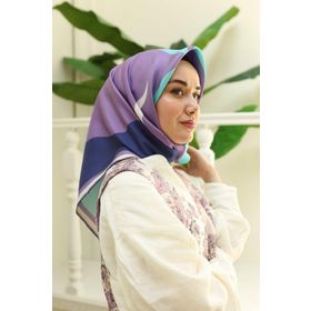 Silk Home 11405-40 Turkuaz-Fuşya Desenli Tivil İpek Eşarp