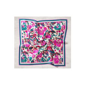 Silk Home 11405-40 Turkuaz-Fuşya Desenli Tivil İpek Eşarp