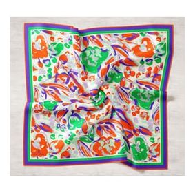 Silk Home 11405-49 Turuncu-Mor Desenli Tivil İpek Eşarp