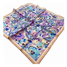 Silk Home 11405-98 Somon-Mavi Desenli Tivil İpek Eşarp
