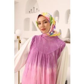 Silk Home 11406-36 Sarı Yaprak Desen Tivil İpek Eşarp