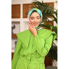 Silk Home 11406-50 Mint Yeşili- Pudra Yaprak Desen Tivil İpek Eşarp