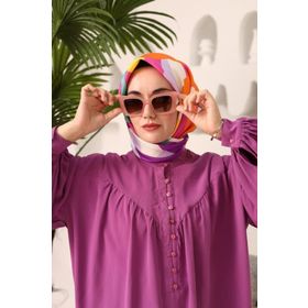 Silk Home 11408-02 Mor-Beyaz Çiçek Desen Tivil İpek Eşarp