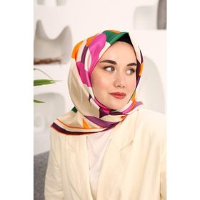 Silk Home 11408-09 Mor-Turuncu Çiçek Desen Tivil İpek Eşarp