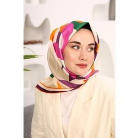 Silk Home 11408-09 Mor-Turuncu Çiçek Desen Tivil İpek Eşarp