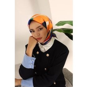 Silk Home 11408-12 Şeker Pembesi-Lacivert Çiçek Desen Tivil İpek Eşarp