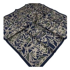 Silk Home 11408-12 Şeker Pembesi-Lacivert Çiçek Desen Tivil İpek Eşarp