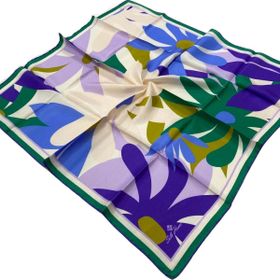 Silk Home 11408-640 Mor-Benetton Yeşili Çiçek Desenli Tivil İpek Eşarp