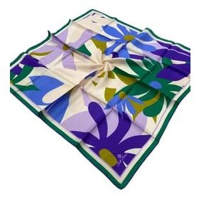 Silk Home 11408-640 Mor-Benetton Yeşili Çiçek Desenli Tivil İpek Eşarp