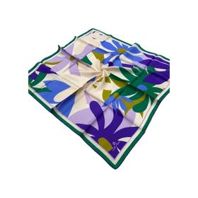 Silk Home 11408-640 Mor-Benetton Yeşili Çiçek Desenli Tivil İpek Eşarp