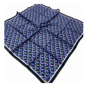 Silk Home 11413-205 Gece Mavi-Yeşil Geometrik Desenli Tivil İpek Eşarp