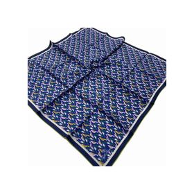 Silk Home 11413-205 Gece Mavi-Yeşil Geometrik Desenli Tivil İpek Eşarp