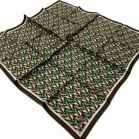 Silk Home 11413-208 Acı Kahve-Yeşil Geometrik Desenli Tivil İpek Eşarp