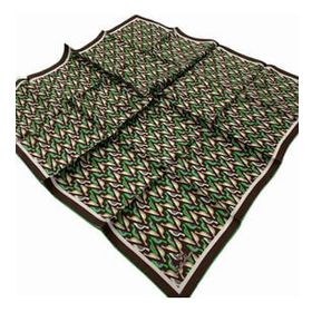 Silk Home 11413-208 Acı Kahve-Yeşil Geometrik Desenli Tivil İpek Eşarp