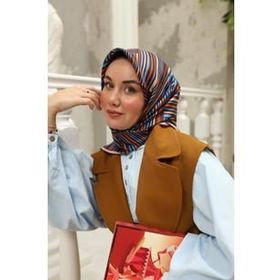 Silk Home 11413-208 Acı Kahve-Yeşil Geometrik Desenli Tivil İpek Eşarp