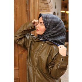 Silk Home 11413-208 Acı Kahve-Yeşil Geometrik Desenli Tivil İpek Eşarp