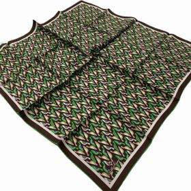 Silk Home 11413-208 Acı Kahve-Yeşil Geometrik Desenli Tivil İpek Eşarp