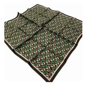 Silk Home 11413-208 Acı Kahve-Yeşil Geometrik Desenli Tivil İpek Eşarp