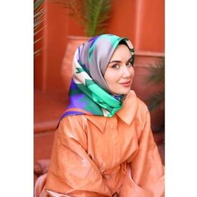 Silk Home 11425-05 Mor Yeşil Karma Desen Tivil İpek Eşarp