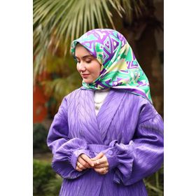 Silk Home 11427-15 Mor Yeşil Karma Desen Tivil İpek Eşarp