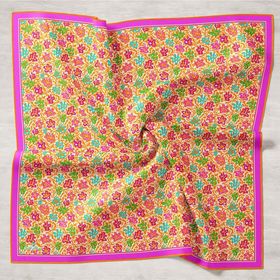 Silk Home 11428-02 Tivil Pembe Turuncu Karma Desen İpek Eşarp