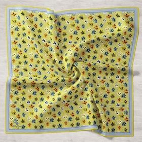 Silk Home 11428-14 Tivil Sarı Karma Desen İpek Eşarp