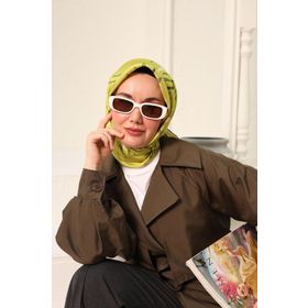 Silk Home 11432-08 Haki Desenli Tivil İpek Eşarp