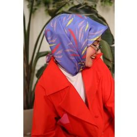 Silk Home 11432-17 Mor Kırmızı Desenli Tivil İpek Eşarp