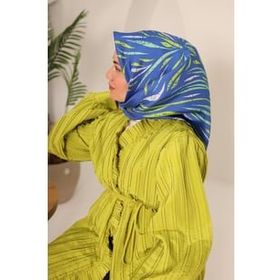 Silk Home 11432-31 Mavi Yeşil Desenli Tivil İpek Eşarp