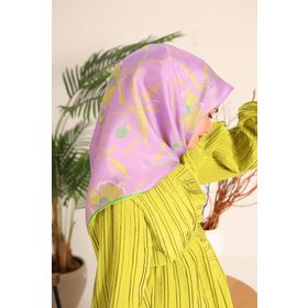 Silk Home 11433-07 Leylak Desenli Tivil İpek Eşarp